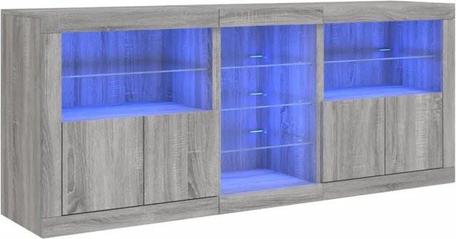 vidaXL Sideboard modern in Grau Sonoma mit integrierter LED-Beleuchtung, B/T/H: 181,5 x 37 x 67 cm - Bild 1