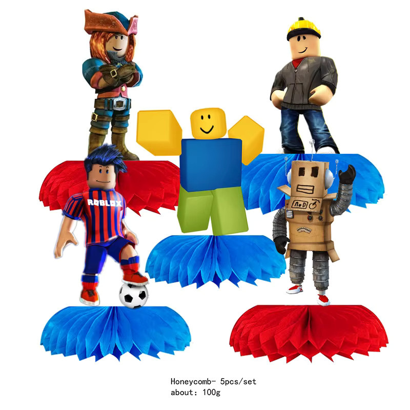 Roblox Geburtstag Dekoration Set aus Papier mit Pappbechern, Tellern, Banner, Waben und Aufklebern für Kinder - Bild 3