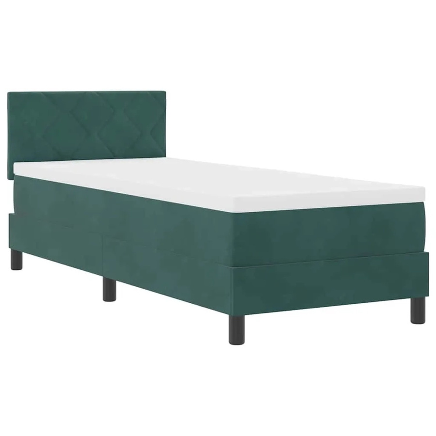 vidaXL LED Boxspringbett mit Matratze Dunkelgrün Samt B/T: 80 x 200 cm - Bild 2