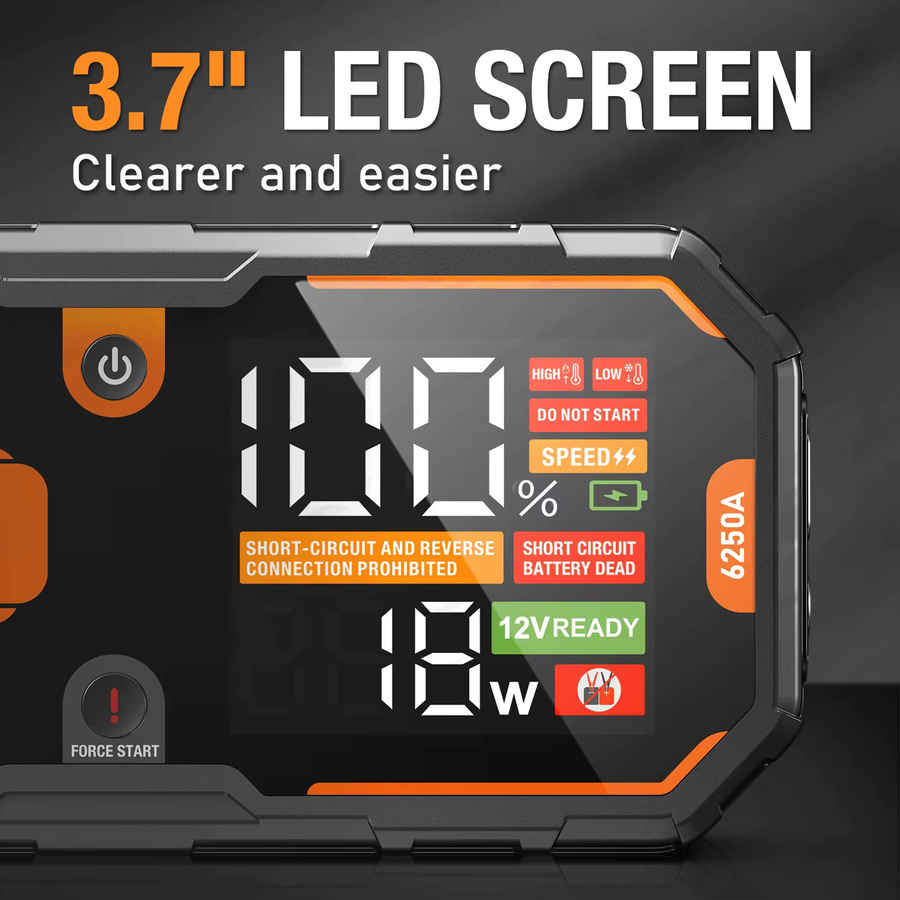 AdoreTrip Tragbares 12V Starthilfegerät 6250A in Schwarz mit Powerbank Funktion als Autobatterie-Ladegerät für Benzinmotoren bis 10,0L und Dieselmotoren bis 6,5L - Bild 3