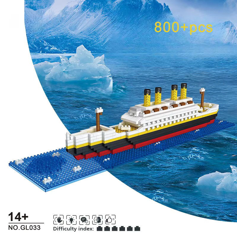HUATEC Kreuzfahrtschiff Micro Bausteine DIY Titanic Modell Spielzeug in Mehrfarbig - Bild 3