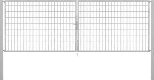 Doppeltor Flexo Plus aus Stahl, Breite: 500 cm, Höhe: 180 cm, inklusive Pfosten 100 x 100 cm, feuerverzinkt - Bild 1