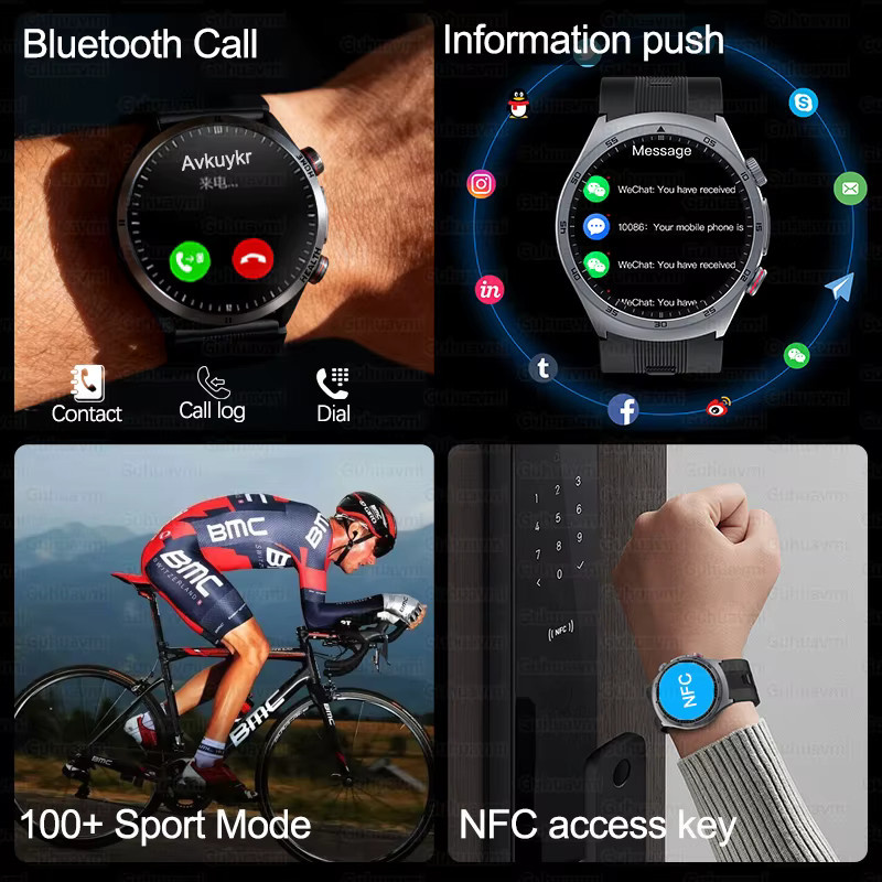 GUHUAVMI Smartwatch mit AI-Diagnose, EKG, Blutdruckmessung, Harnsäure-Analyse und NFC sowie Telefonfunktion in Schwarz oder Rot - Bild 6
