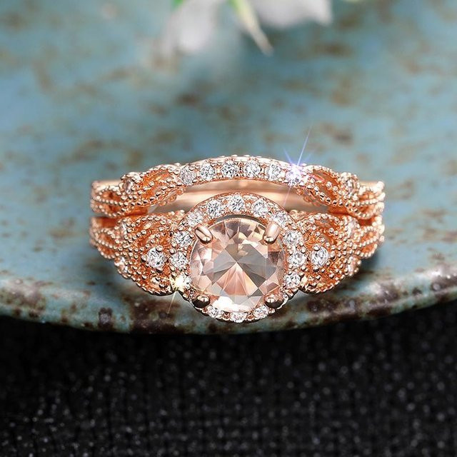 YIRAN Jewelry Ring-Set, Kupfer, Roségold, Zirkonia, Damen - Bild 1