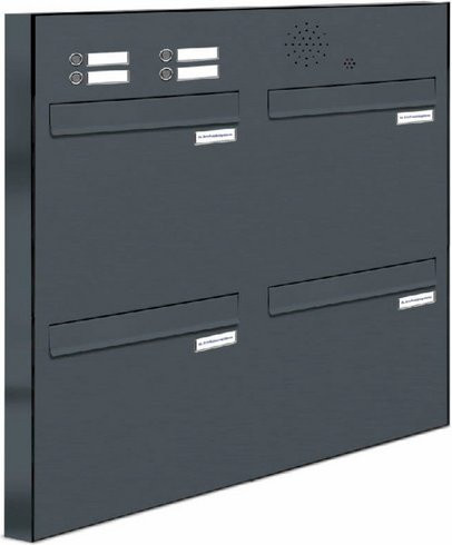 AL Briefkasten-Mehrfachsystem für 4 Parteien mit Zaundurchwurf, grau, B/H/T: 153,206 x 79,8 x 11,6 cm - Bild 1