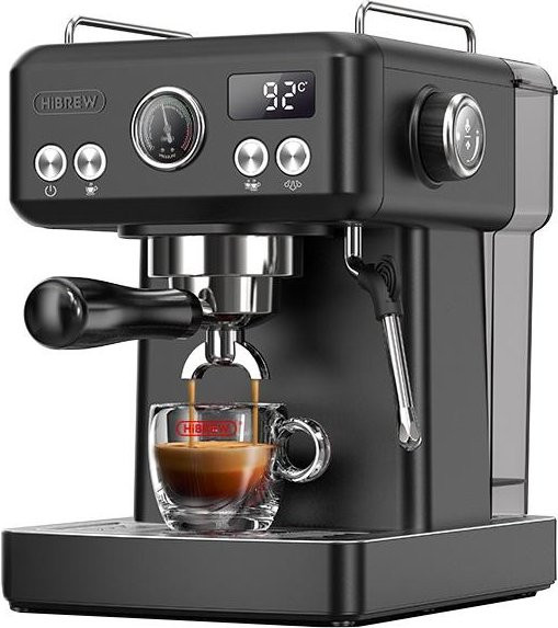 HiBREW H10A Halbautomatische Espressokaffeemaschine mit 19 Bar Druck, Kalt- und Heißkaffeemaschine mit Milchaufschäumer, einstellbarer Temperatur und 350 ml Kännchen, Schwarz - Bild 1