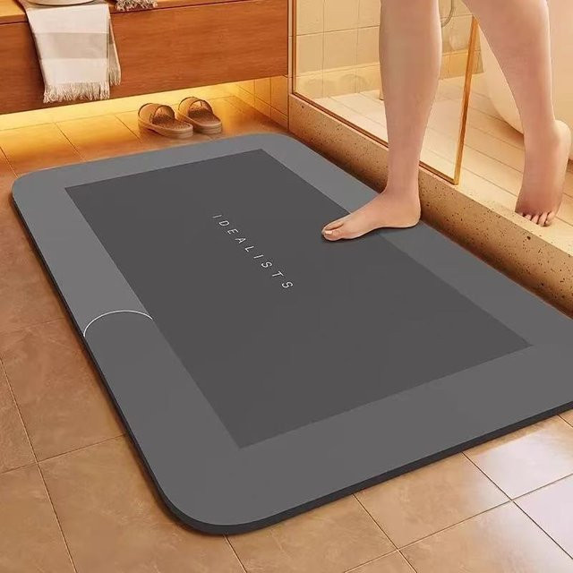Rutschfeste und schnelltrocknende Kieselgurmatte für die Badewanne in Dunkelgrau, B/T: 90 x 60 cm - Bild 1