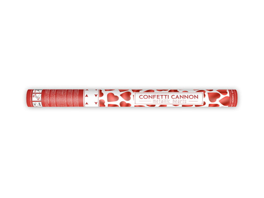 Partydeco Konfetti-Röhre mit roten Herzen für Valentinstag und Hochzeit, Höhe: 60 cm - Bild 2