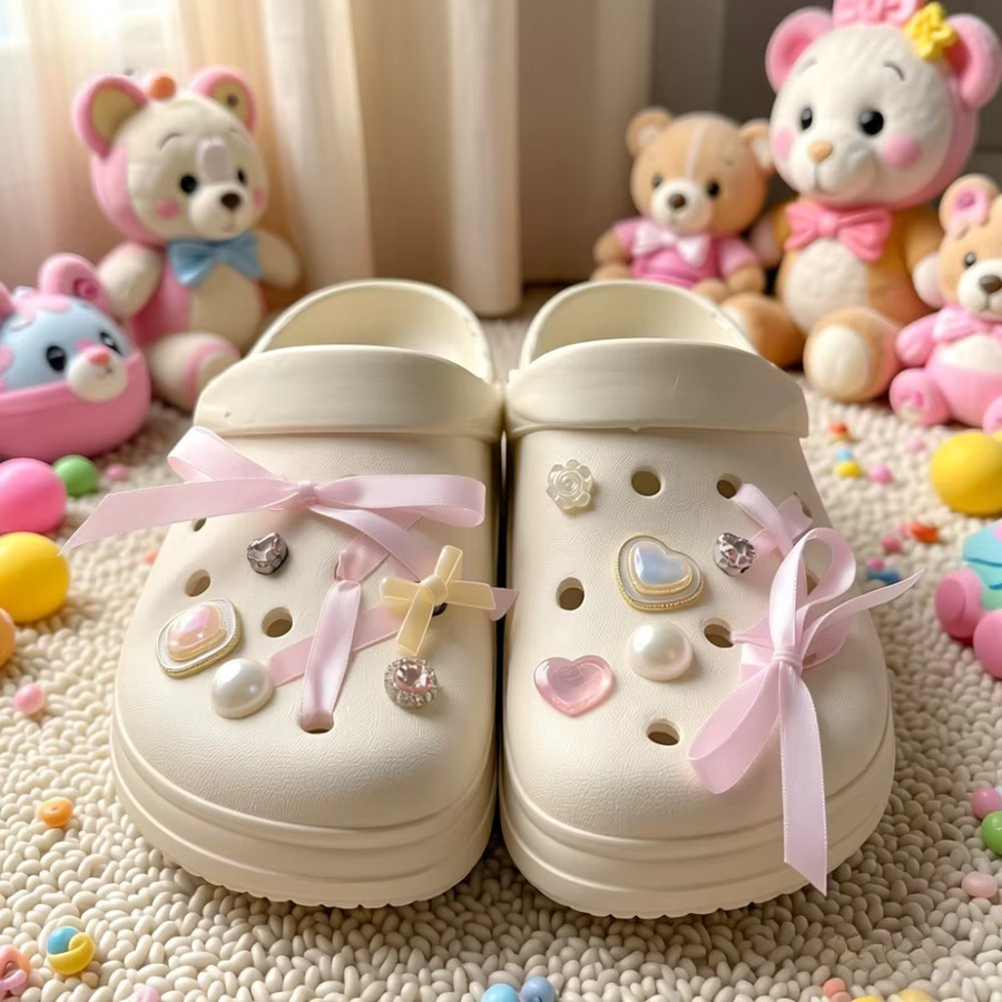 FHLDING Schuh-Charms-Set, Herz, Diamant, Perle, Rosa, 12-teilig - Bild 4