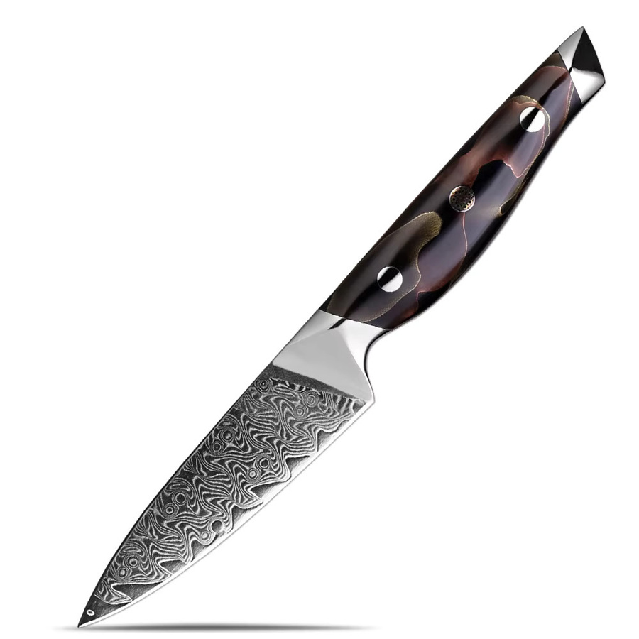 Xituo Damaststahl Obstmesser mit Kupfer-Platin-Harz Griff in Multicolour, 3,5 Zoll - Bild 5