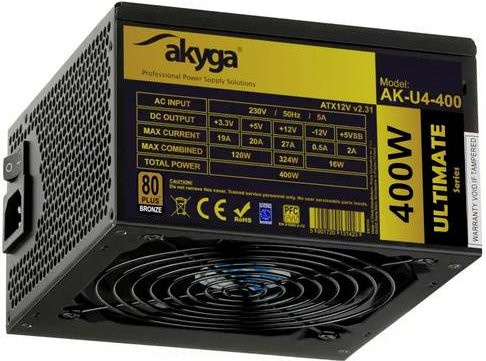 Akyga PC Netzteil 400W ATX 80PLUS Bronze in Schwarz - Bild 1