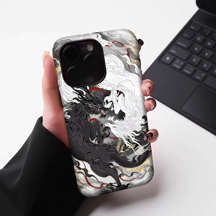 Potdemiel Magnetische Handyhülle mit Yin-Yang Drachen-Tapisserie für iPhone 17 16 15 14 13 Pro Max Plus, Mehrfarbig - Bild 6