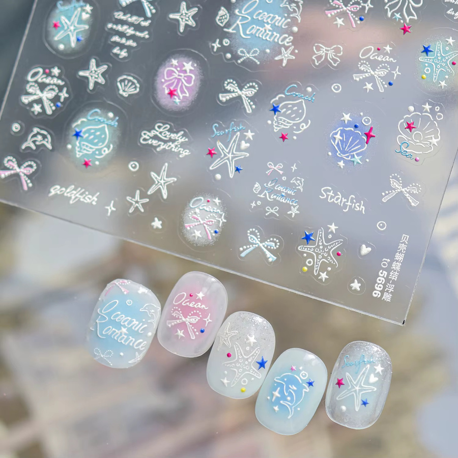 NAILFYOU Nagelaufkleber, Blau Rosa, Glänzend, Unisex - Bild 2