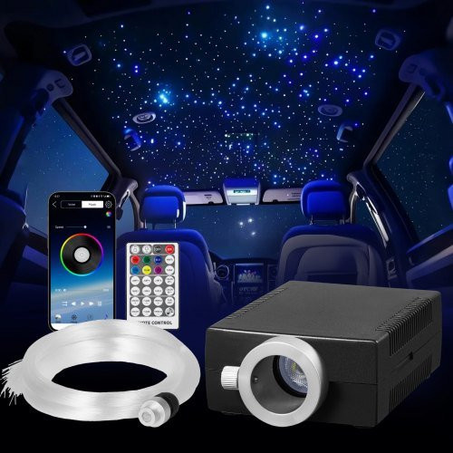 VEVOR Starlight Headliner Kit mit 150 Glasfaserkabeln, RGBW Lichtmaschine für Auto oder Schlafzimmer, Bluetooth App-Steuerung, Fernbedienung und Sound-Aktivierung, Multicolour - Bild 1