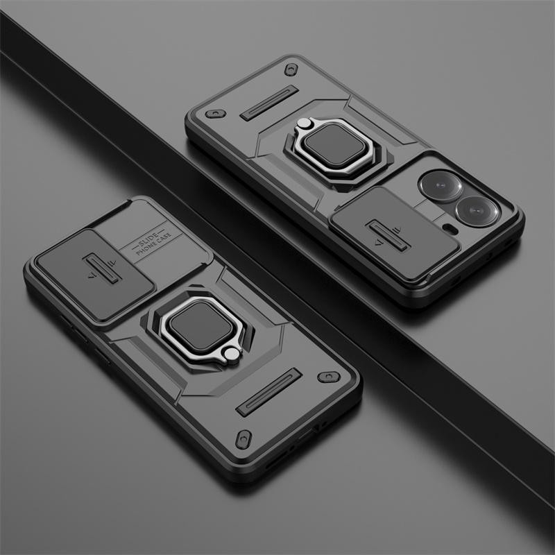 Robuste Panzerhülle mit Magnetring und Kamera-Schiebeabdeckung für Xiaomi Poco M7 Pro in Schwarz - Bild 2