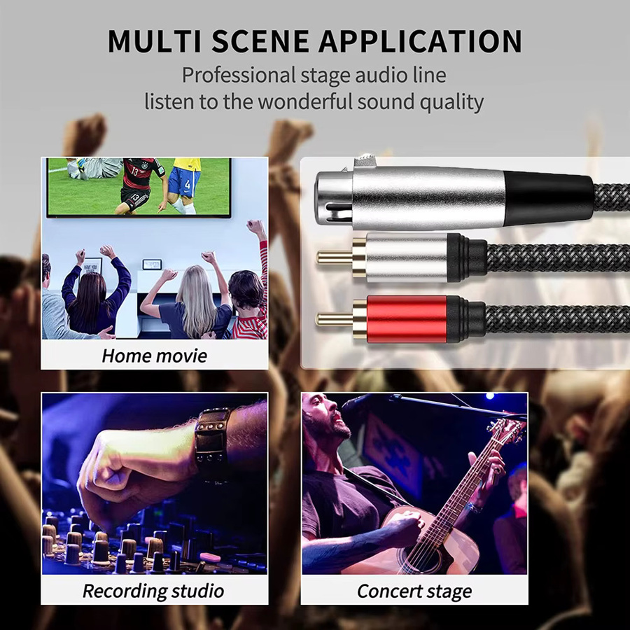 XLR zu Dual RCA Audiokabel Adapter für Kopfhörer, Verstärker und Mikrofone, Farbe: transparent - Bild 5