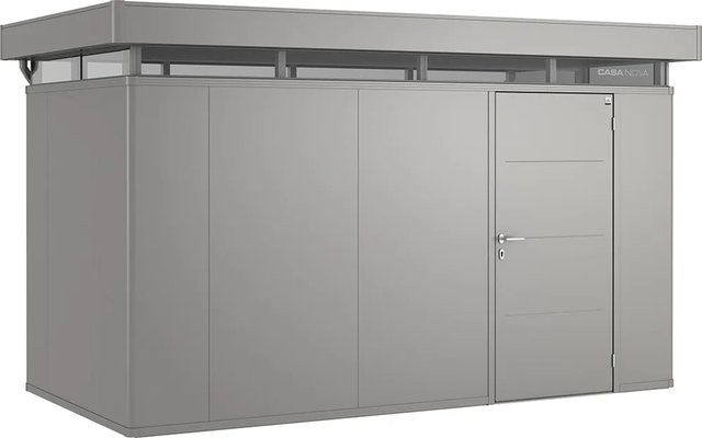 Biohort Metallgerätehaus CasaNova in Quarzgrau Metallic mit Flachdach und Türanschlag rechts, B: 400 cm, T: 250 cm, H: 215 cm - Bild 1