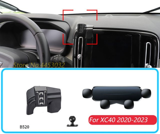 Autotelefon Halterung für Volvo XC40 2020-2023 Schwerkraft-Ständer mit Sockel für GPS und Mobile Geräte in Schwarz - Bild 1