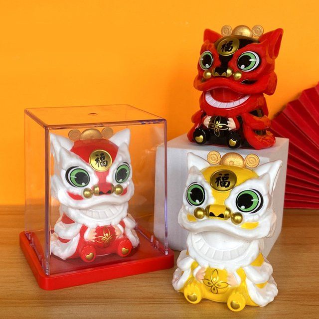 Solarbetriebener Mini-Löwe ACRDDK als chinesisches Glückssymbol und Desktop-Ornament in Multicolor - Bild 1