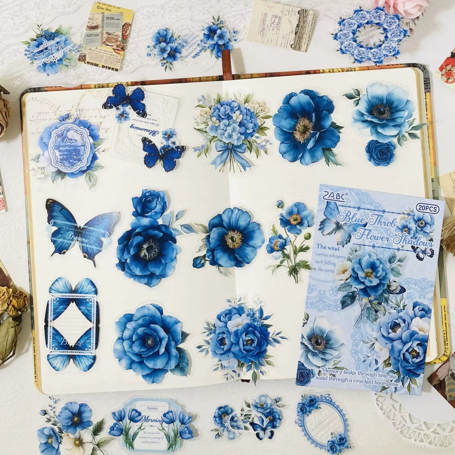 Journamm 20 Stück Blumen- und Schmetterlings-Aufkleber für Scrapbooking und Bastelarbeiten - Bild 2