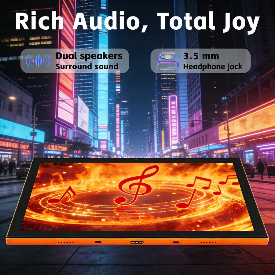 Paitanry Tablet Android 15 mit Octa-Core A537, 8GB RAM, 128GB ROM, 5000mAh Akku, 8.0 Zoll IPS HD Display, Orange, WLAN und GPS - Bild 3