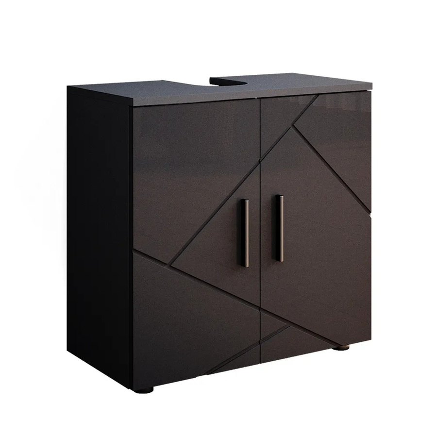 Vicco Waschbeckenunterschrank Irma Badezimmerschrank in Anthrazit Hochglanz B: 60 cm, T: 59 cm, H: 30 cm - Bild 3
