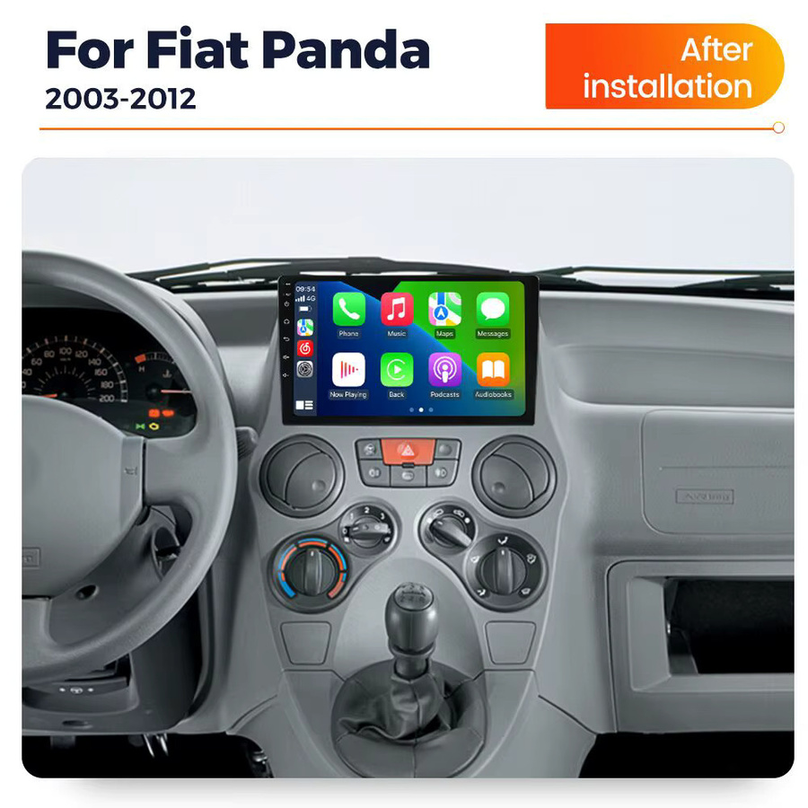 MEKEDE Android 14 Intelligentes Auto-Navigationssystem mit Sprachsteuerung und drahtlosem CarPlay für Fiat Panda 2003-2012, Schwarz, inklusive GPS - Bild 2