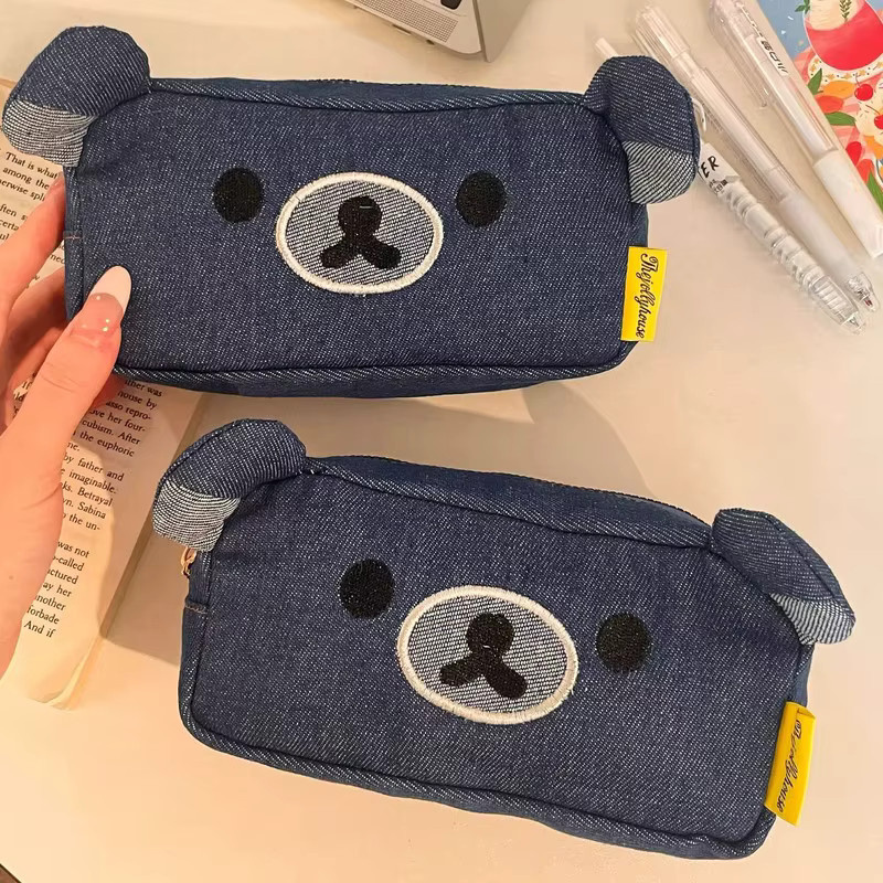 Rilakkuma Cowboy Canvas Limited Edition Stifttasche und Make-up-Tasche in Braun und Blau - Bild 4