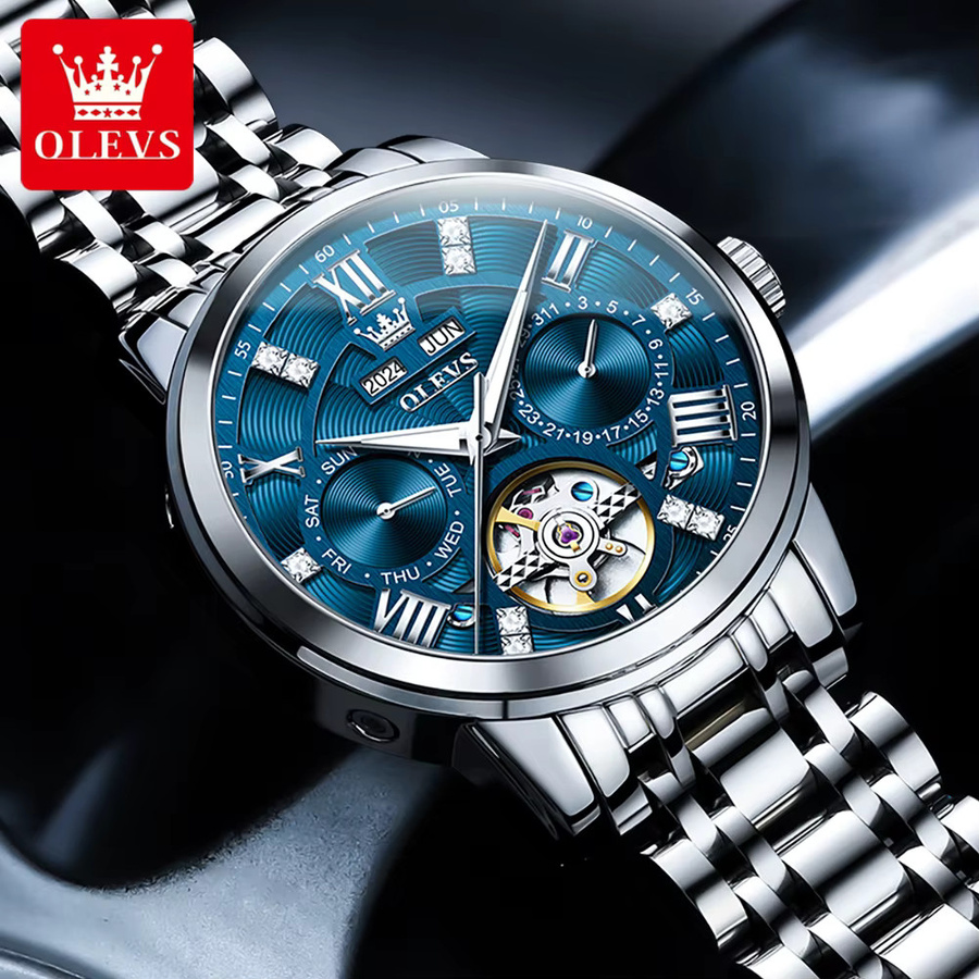 OLEVS Armbanduhr, Automatik, Edelstahl, Weiß, Herren - Bild 5