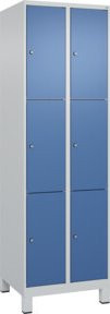 C+P Schließfachschrank Classic PLUS mit 2 Abteilen und Füßen, Farbe Grau und Blau, B/T/H: 195 x 60 x 50 cm - Bild 1