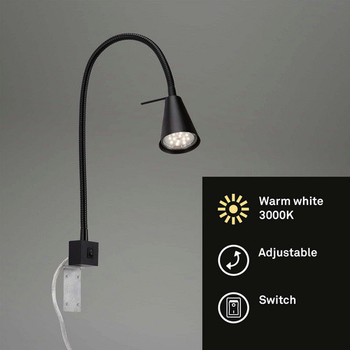 Briloner LED Bettleuchte Tuso, schwenkbar, Schwarz, Höhe: 40,3 cm, Breite: 21,7 cm - Bild 2