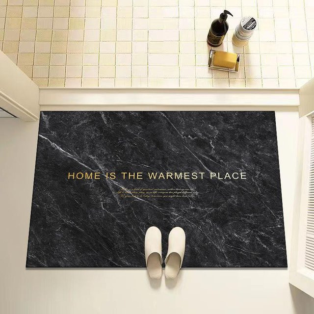 Schnelltrocknende Diatomeenerde Fußmatte für das Badezimmer in Marmor-Optik, rutschfest und feuchtigkeitsableitend, B/T: 60 x 40 cm - Bild 1