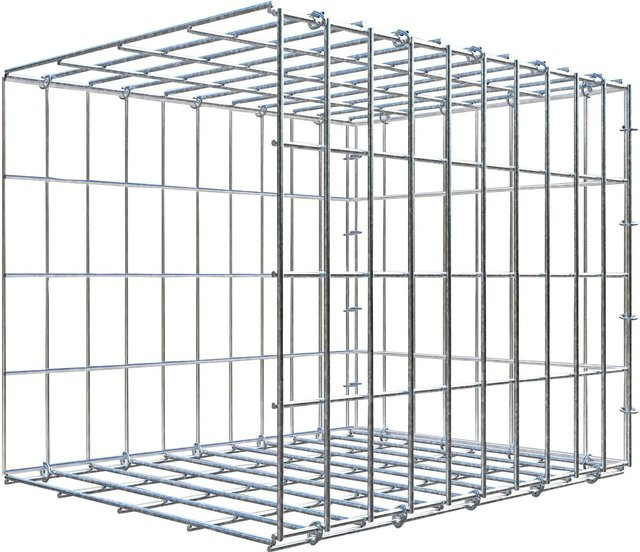 Gabiona C-Ring Anbaukorb Typ 2 in Silbergrau, Maschenweite 5 x 10 cm, B/T/H: 40 x 50 x 40 cm - Bild 1