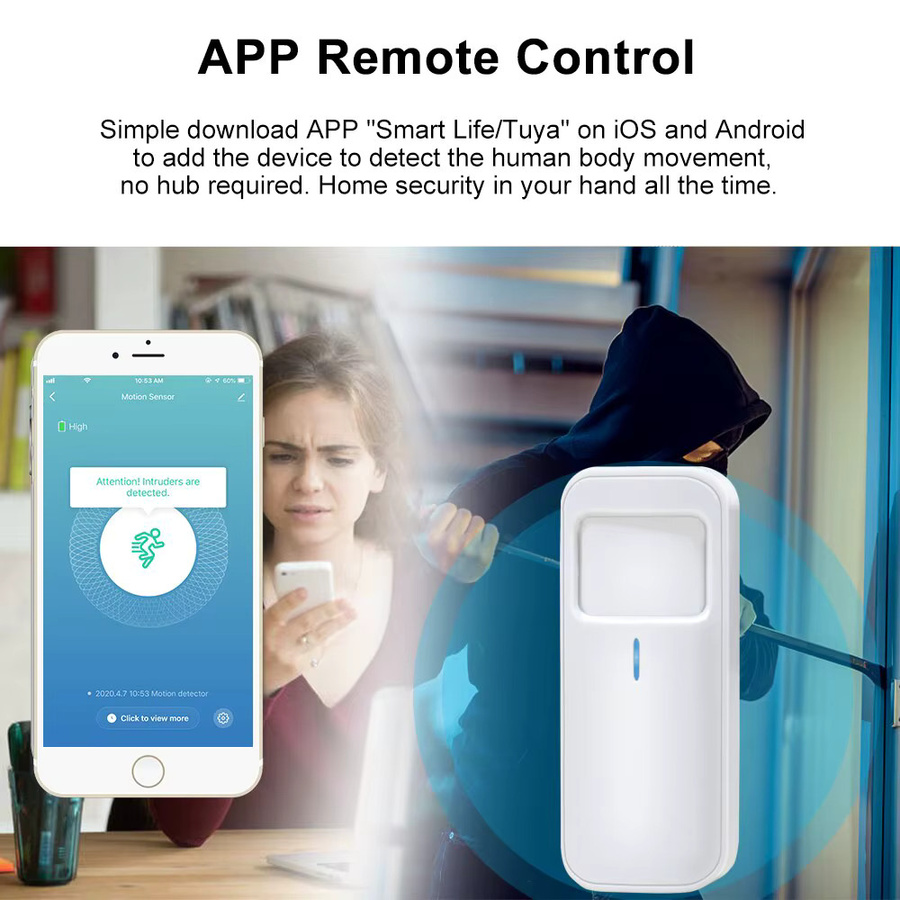 Tuya Smart Home WIFI PIR Bewegungsmelder Infrarot Sensor für Smart Life Home Security System in Weiß - Bild 3