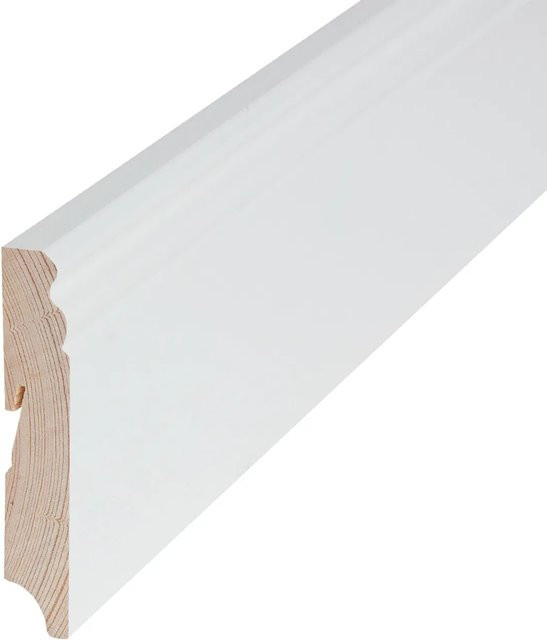 Döllken Profiles Sockelleiste aus Massivholz in Weiß, Höhe: 9,6 cm, Tiefe: 1,8 cm, Länge: 240 cm - Bild 1