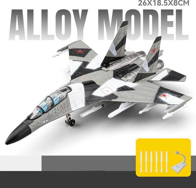 Linyi toy car Su-35 Flanker-E Flugzeug, Metall, grau, ab 14 Jahren - Bild 1