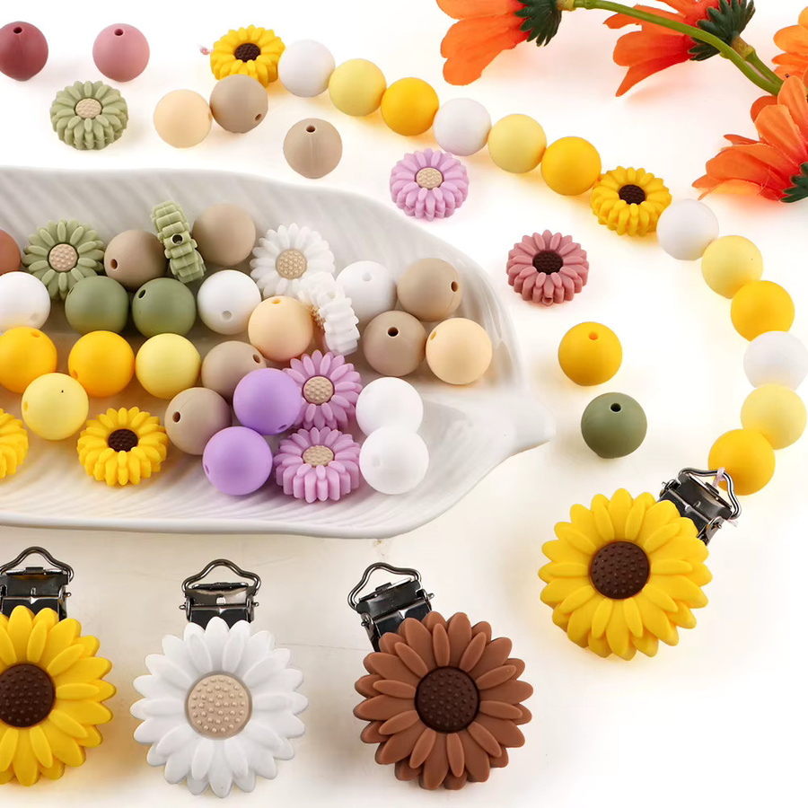 kovict Perlen Set, Silikon Daisy Blume, 15mm, 19 Teile/Los - Bild 2