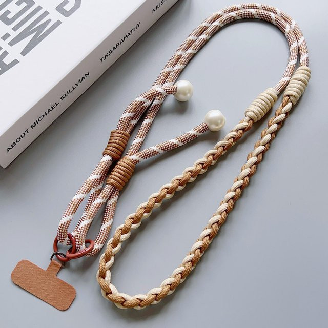 Multifunktionales Zwei-in-Eins Handy-Lanyard aus Polyester und Nylon in Beige für dein Phone Case CSWO02 - Bild 1