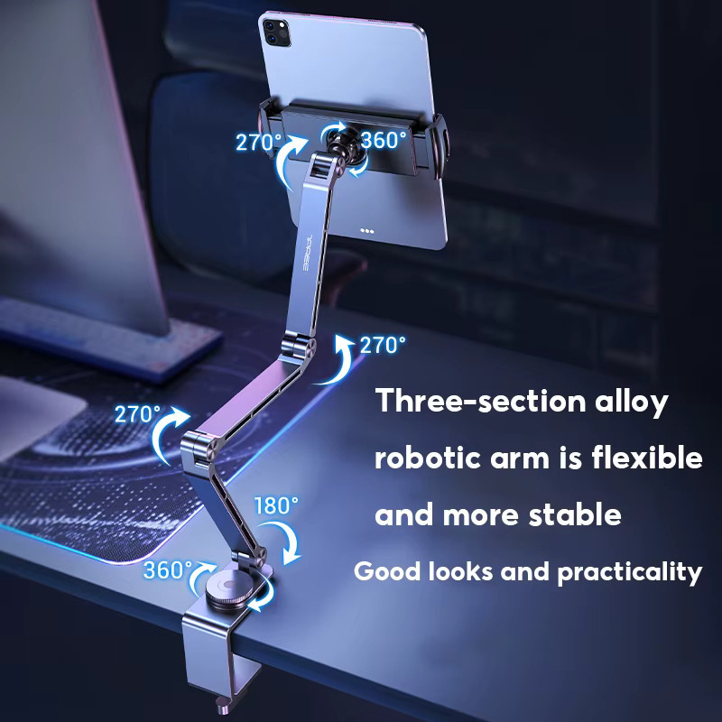 MoZhao Magnetischer Tablet Ständer aus Aluminiumlegierung, 360 Grad rotierbar und zusammenklappbar, Desktop Telefonhalterung - Bild 3