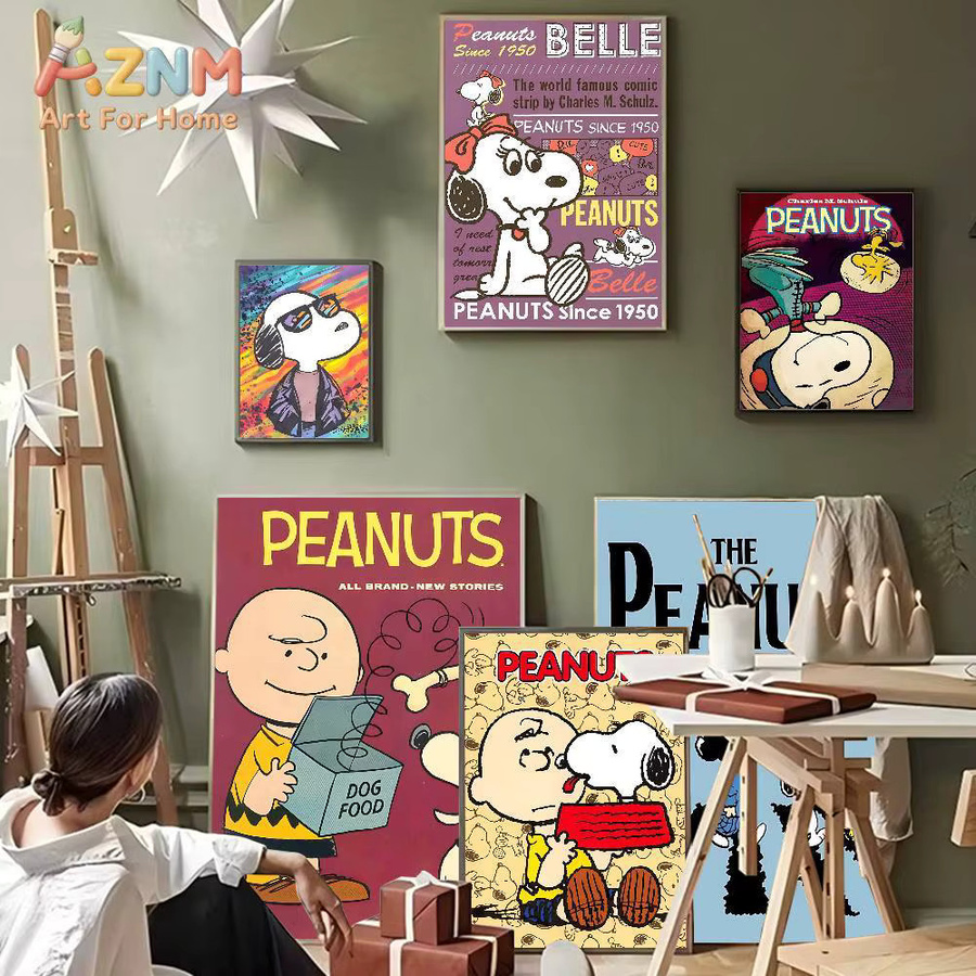 Kayou Snoopy Vintage Wandaufkleber Selbstklebendes Poster in Weiß und Multicolour - Bild 4