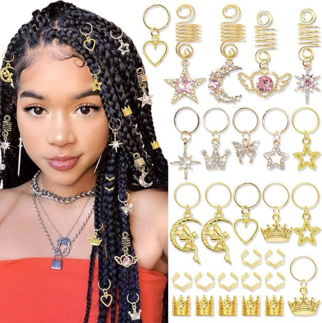 Haarring-Set, Rosa Diamant-Mondanhänger, Unisex - Bild 1