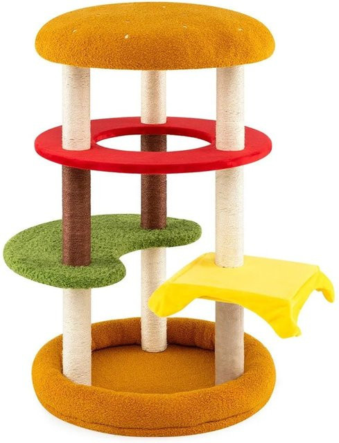 Costway Katzenbaum im Hamburger-Design mit Bett und Sisal-Elementen, Bunt, Höhe: 106 cm - Bild 1