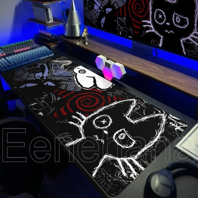 Eenehana XXL Mauspad mit schwarzer Katze im Graffiti-Stil, rutschfeste Schreibtischunterlage für Gamer und Büro, mehrfarbig - Bild 1