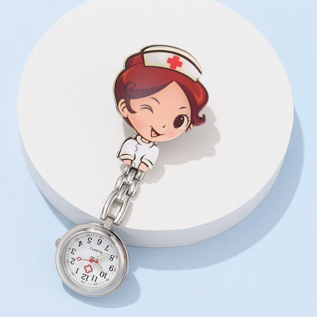 Taschenuhr Quarz, Edelstahl, Weiß, Unisex - Bild 1