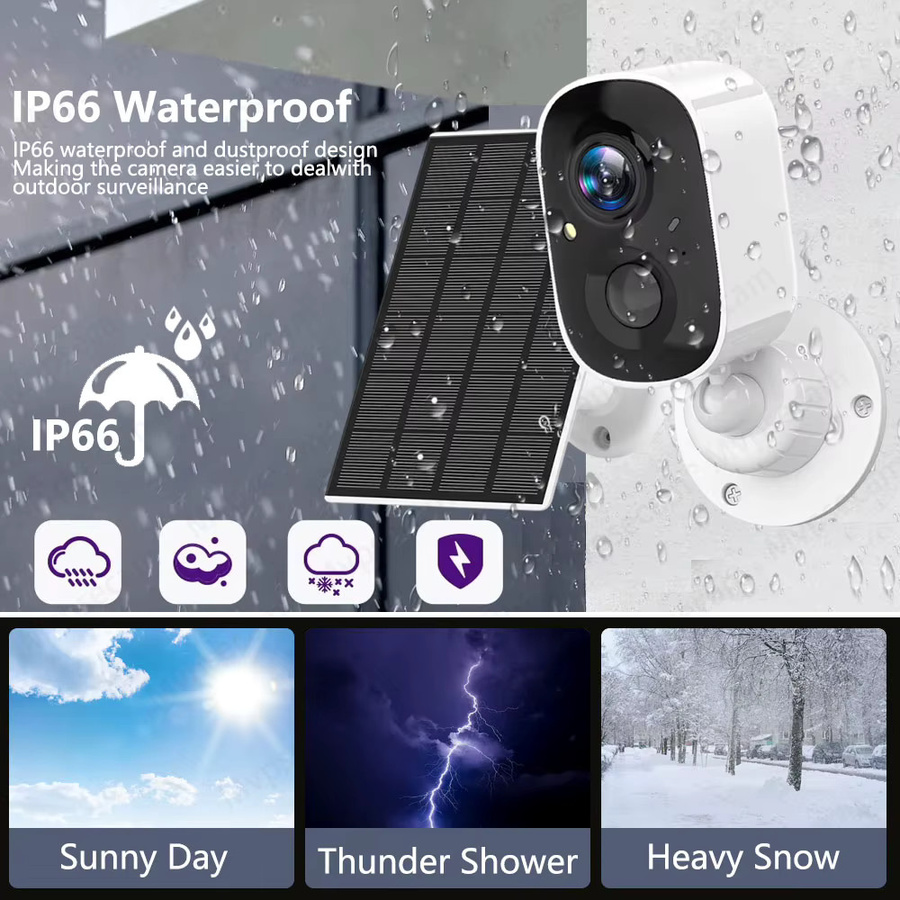 EseeCloud Drahtlose Solar Kamera mit 5MP Auflösung, Wifi Outdoor Sicherheitscamera in Weiß mit Bewegungserkennung, Scheinwerfer und Sirene - Bild 4