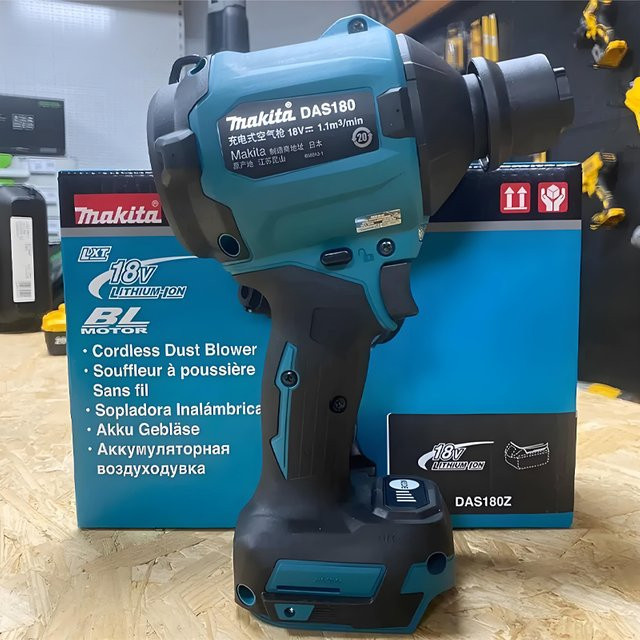 Makita Akku-Blasapparat DAS180 18V mit 6,0Ah Akku in Petrol, bürstenloser Motor, max. 200 m/s Windgeschwindigkeit und 1,1 m³/min Luftstrom mit Mehrfachdüsen zur Staubentfernung - Bild 1