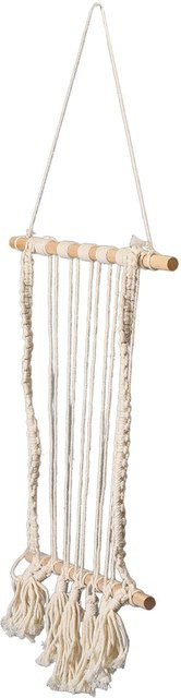 Igeteck Makramee Wandbehang Fotoorganisator aus Baumwolle in Weiß im Boho-Design - Bild 1