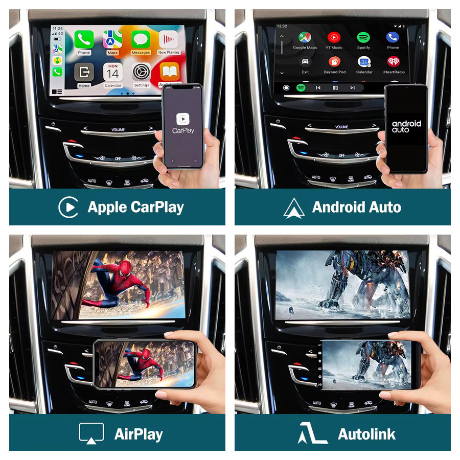 AUTOABC Kabelloses CarPlay und Android Auto Interface für Cadillac SRX 2013-2017, XT5, XTS, ATS, CTS mit 8-Zoll-Bildschirm, HMI 2.0 System, Mirror Link und AirPlay, Schwarz - Bild 3