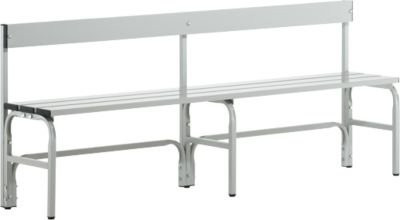 Sypro Umkleidebank aus Stahlrohr und Aluminium mit Rückenteil, Breite: 150 cm, lichtgrau - Bild 1