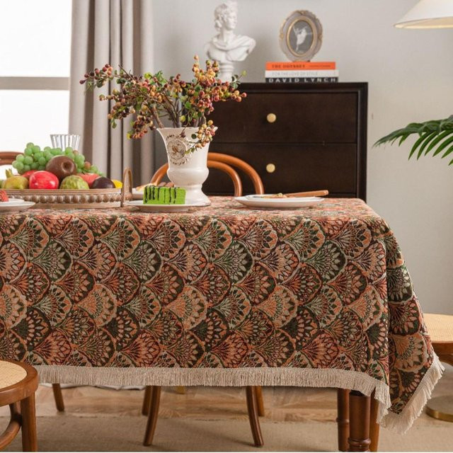 JINGYUE Pet Tischdecke aus Baumwolle und Leinen, rechteckige Tischdecke mit Grafik-Design in Multicolour, waschbar, B/L: 140 x 180 cm - Bild 1